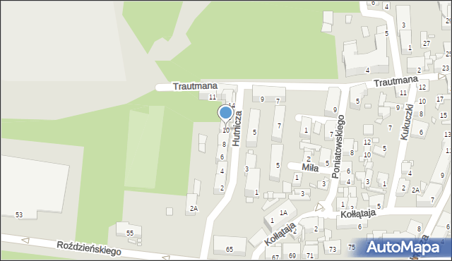 Piekary Śląskie, Hutnicza, 10, mapa Piekary Śląskie