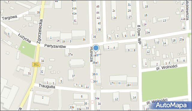 Pieńsk, Hutnicza, 36a/II, mapa Pieńsk