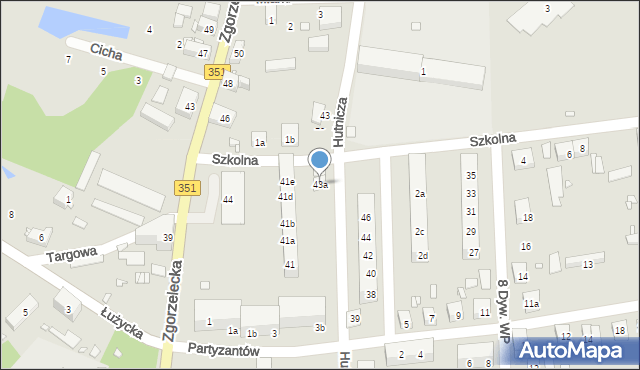 Pieńsk, Hutnicza, 43a, mapa Pieńsk