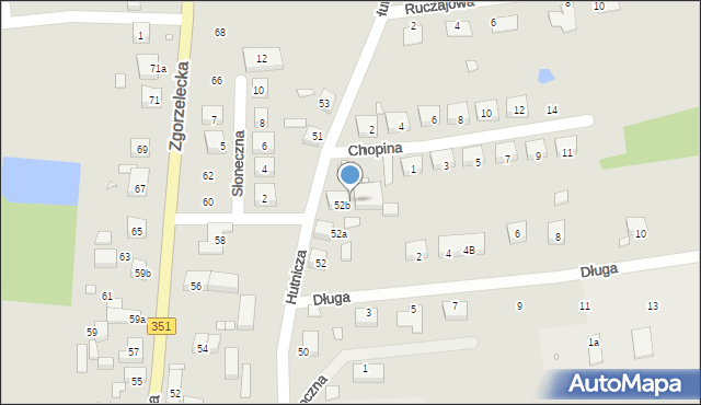 Pieńsk, Hutnicza, 52c, mapa Pieńsk