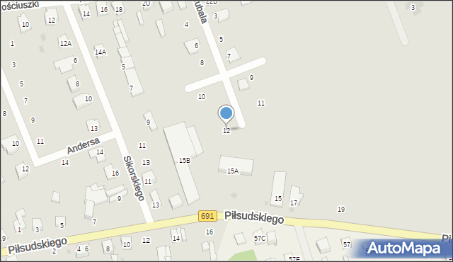 Pionki, Hubala Henryka, mjr., 12, mapa Pionki