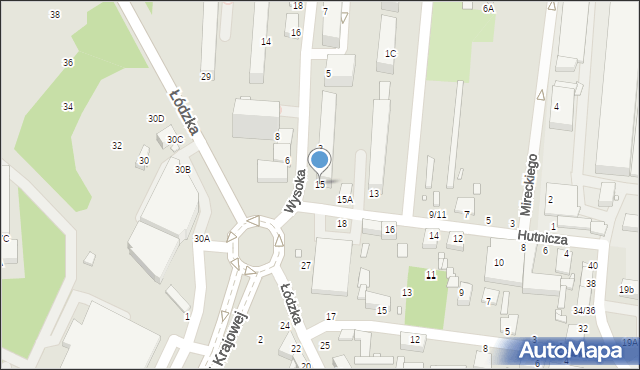 Piotrków Trybunalski, Hutnicza, 15, mapa Piotrków Trybunalski