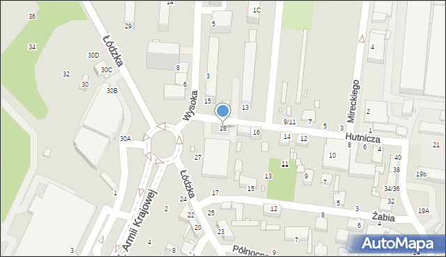 Piotrków Trybunalski, Hutnicza, 18, mapa Piotrków Trybunalski