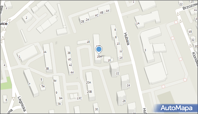 Polkowice, Hubala Henryka, mjr., 16A, mapa Polkowice