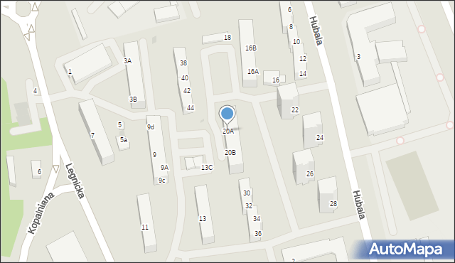 Polkowice, Hubala Henryka, mjr., 20A, mapa Polkowice