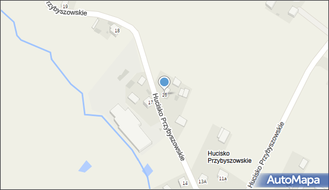 Przybyszów, Hucisko Przybyszowskie, 16, mapa Przybyszów