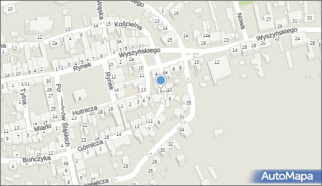 Pyskowice, Hutnicza, 7, mapa Pyskowice