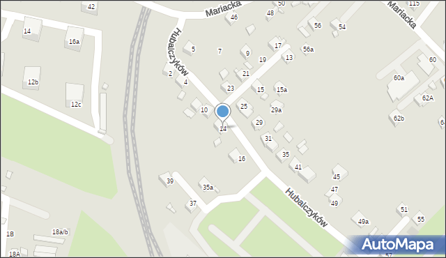 Radlin, Hubalczyków, 14, mapa Radlin