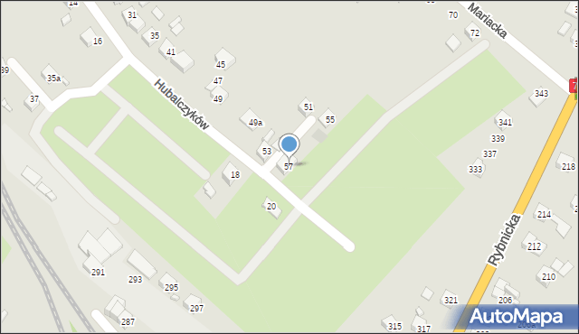 Radlin, Hubalczyków, 57, mapa Radlin