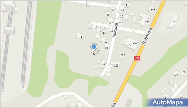 Radlin, Hutnicza, 82, mapa Radlin