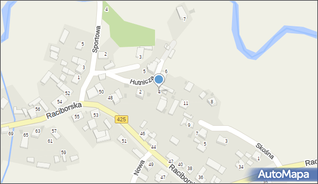 Ruda Kozielska, Hutnicza, 4, mapa Ruda Kozielska