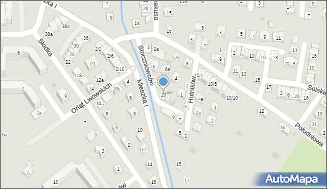 Rzeszów, Hutników, 10, mapa Rzeszów