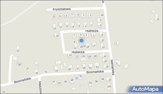 Sandomierz, Hutnicza, 13, mapa Sandomierza