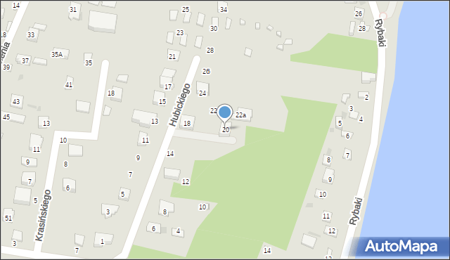 Serock, Hubickiego Stefana, gen., 20, mapa Serock