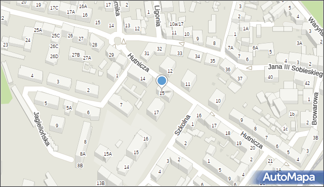 Siemianowice Śląskie, Hutnicza, 15, mapa Siemianowice Śląskie