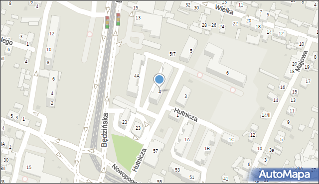 Sosnowiec, Hutnicza, 4, mapa Sosnowca