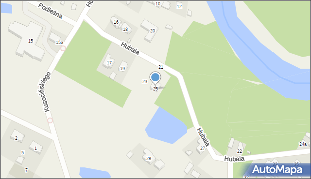 Spała, Hubala Henryka, mjr., 25, mapa Spała