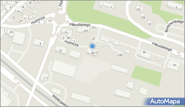 Starachowice, Hutnicza, 14, mapa Starachowic