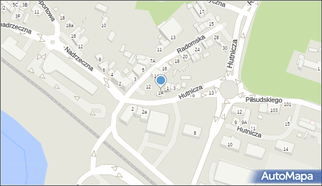 Starachowice, Hutnicza, 1A, mapa Starachowic