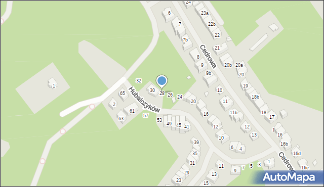 Szczecin, Hubalczyków, 28, mapa Szczecina