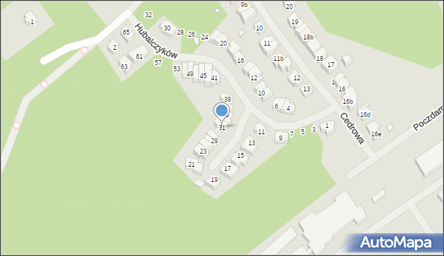 Szczecin, Hubalczyków, 31, mapa Szczecina