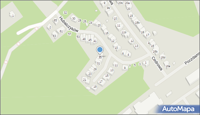 Szczecin, Hubalczyków, 35, mapa Szczecina