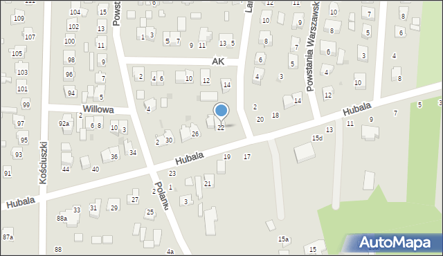 Szydłowiec, Hubala Henryka, mjr., 22, mapa Szydłowiec