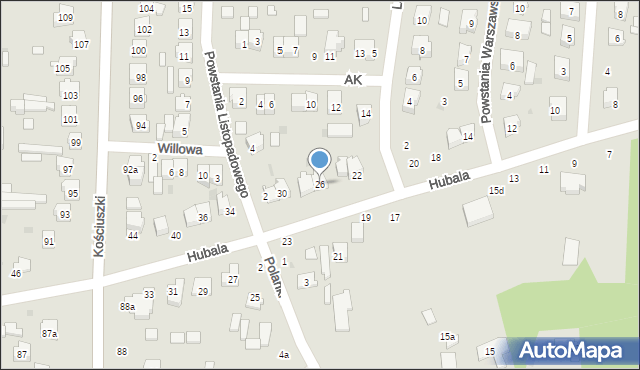 Szydłowiec, Hubala Henryka, mjr., 26, mapa Szydłowiec