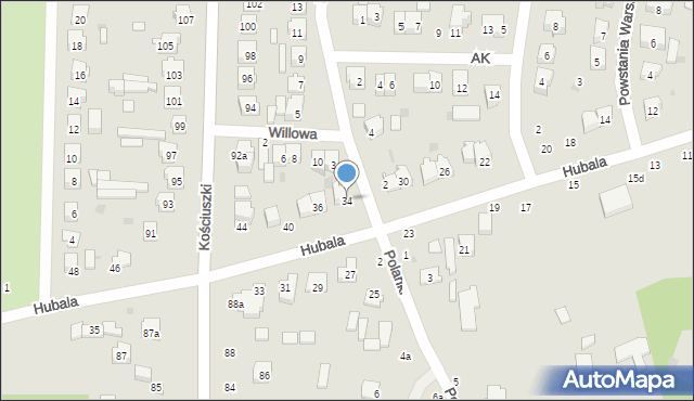 Szydłowiec, Hubala Henryka, mjr., 34, mapa Szydłowiec