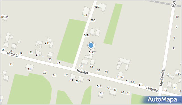 Tomaszów Mazowiecki, Hubala Henryka, mjr., 51A, mapa Tomaszów Mazowiecki