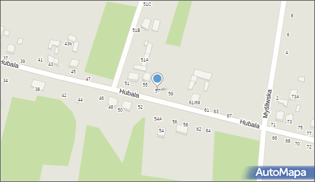 Tomaszów Mazowiecki, Hubala Henryka, mjr., 57, mapa Tomaszów Mazowiecki