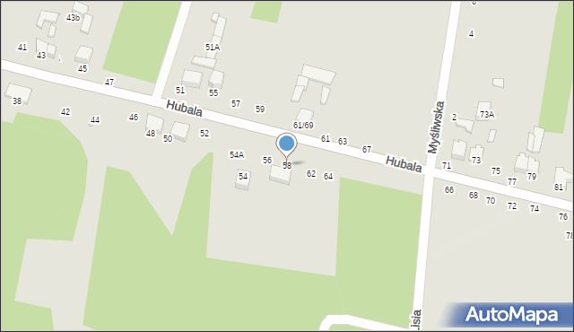 Tomaszów Mazowiecki, Hubala Henryka, mjr., 58, mapa Tomaszów Mazowiecki