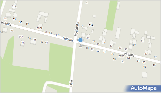 Tomaszów Mazowiecki, Hubala Henryka, mjr., 66, mapa Tomaszów Mazowiecki