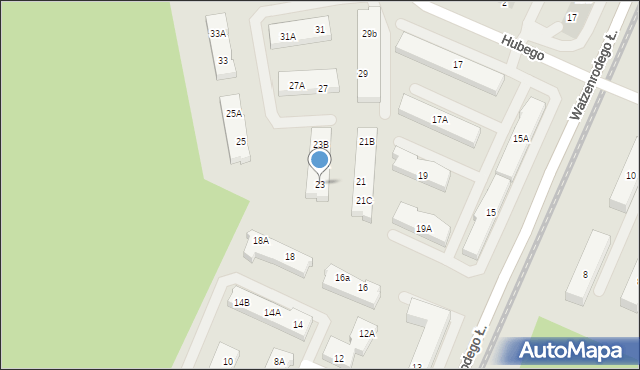 Toruń, Hubego Jana Michała, 23, mapa Torunia