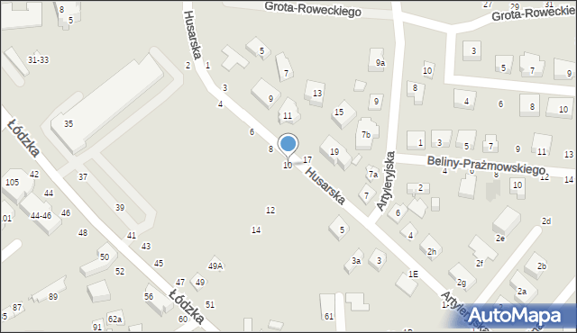 Toruń, Husarska, 10, mapa Torunia