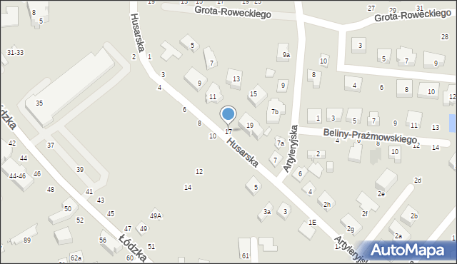 Toruń, Husarska, 17, mapa Torunia