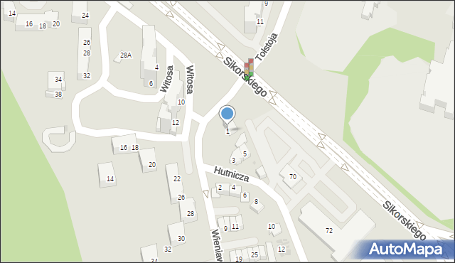 Tychy, Hutnicza, 1, mapa Tychów