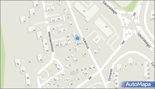 Tychy, Hutnicza, 18, mapa Tychów