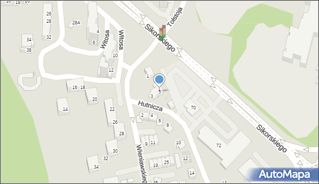 Tychy, Hutnicza, 5, mapa Tychów