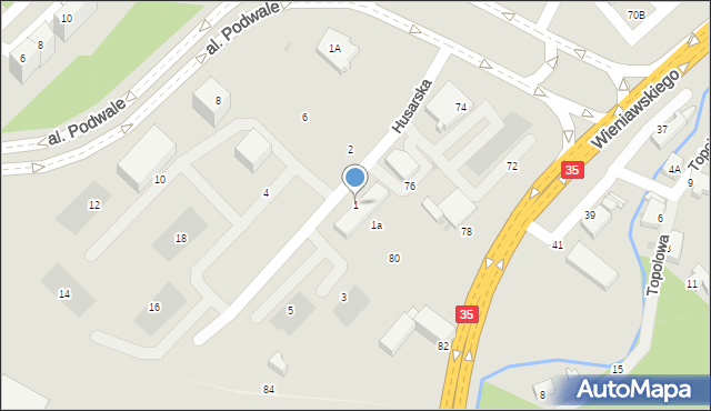 Wałbrzych, Husarska, 1, mapa Wałbrzycha