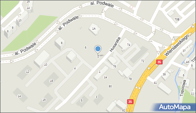 Wałbrzych, Husarska, 2, mapa Wałbrzycha