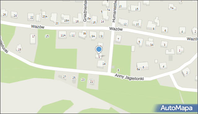Warszawa, Humanistów, 1, mapa Warszawy