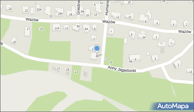 Warszawa, Humanistów, 1a, mapa Warszawy