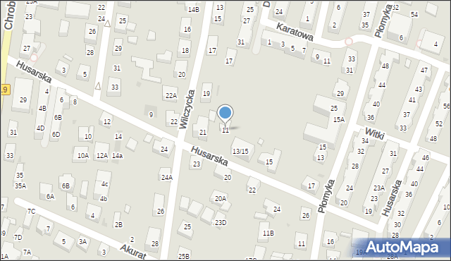 Warszawa, Husarska, 11, mapa Warszawy