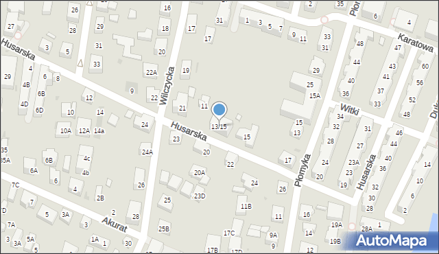 Warszawa, Husarska, 13/15, mapa Warszawy