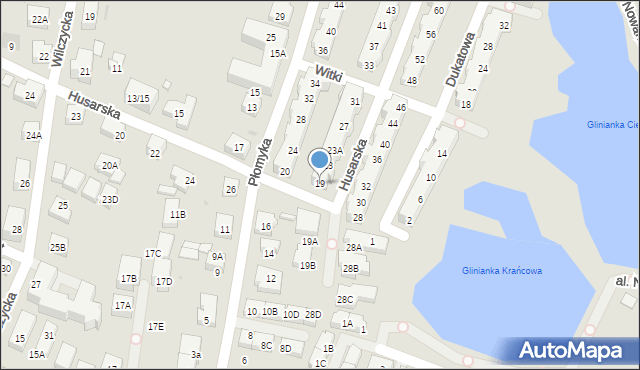 Warszawa, Husarska, 19, mapa Warszawy