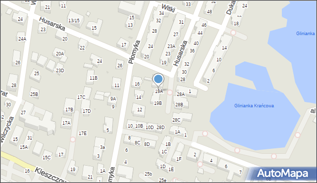 Warszawa, Husarska, 19A, mapa Warszawy