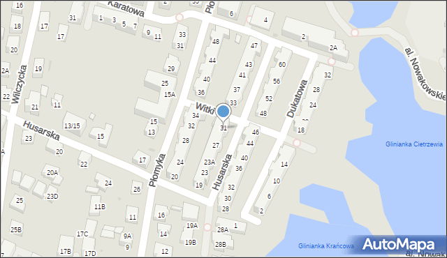 Warszawa, Husarska, 31, mapa Warszawy