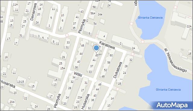 Warszawa, Husarska, 43, mapa Warszawy