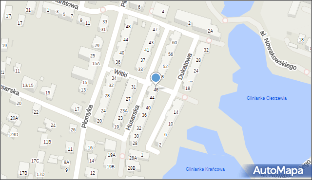 Warszawa, Husarska, 46, mapa Warszawy